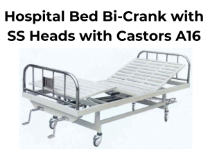 HF-HB150  Hospital Bed Bi-Crank with SS Heads with Castors A16